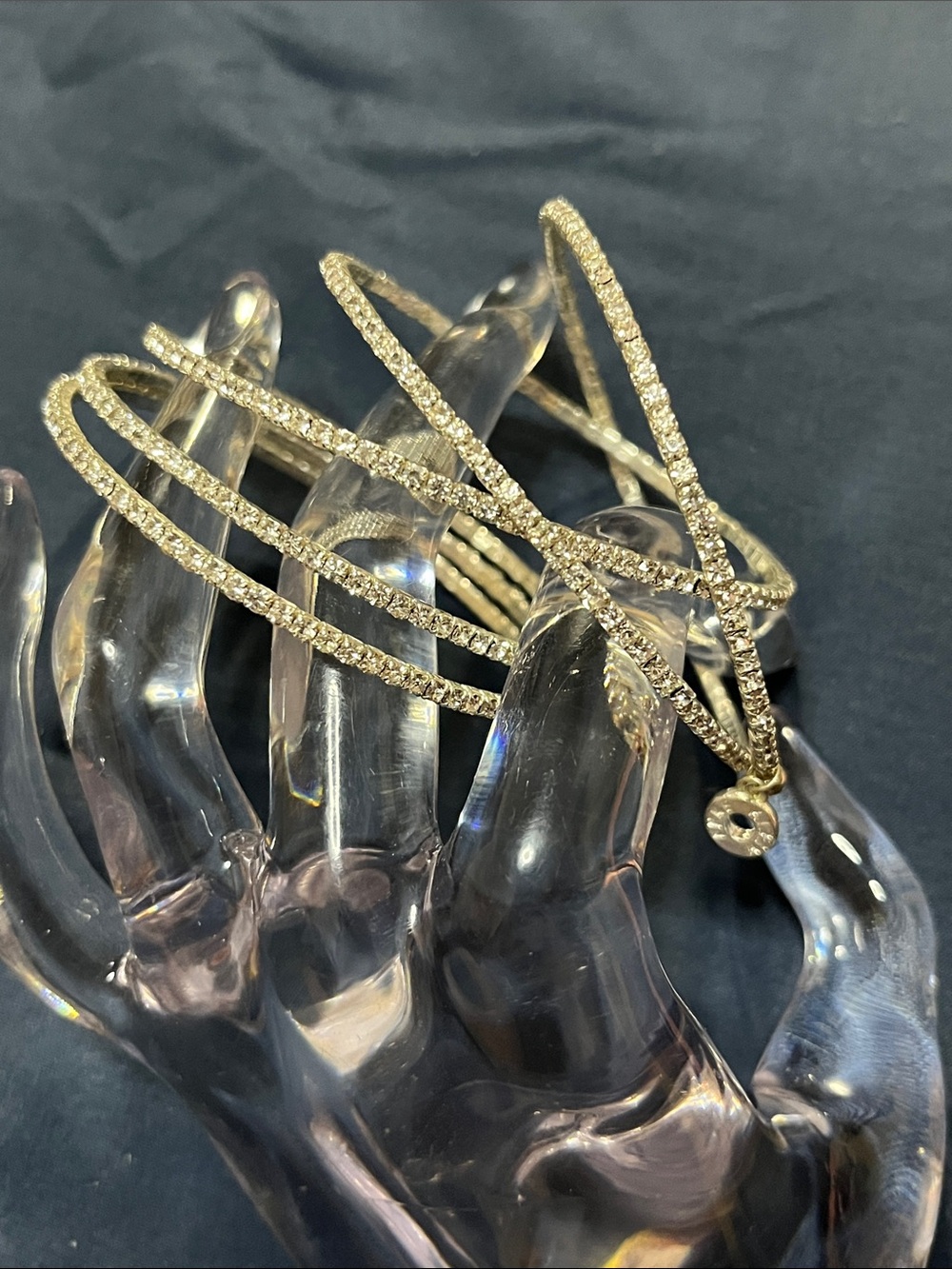 Anne Klein Gold Crystal Multi‑Row Open Cuff Bracelet